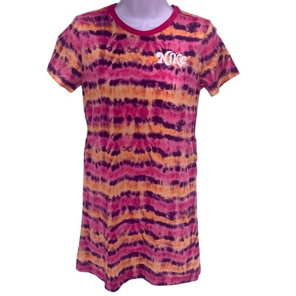 Nike Other - Nike Tye Die Pink and Orange T-Shirt Dress W/ Pockets Girls Size L